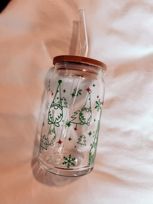 Honey & Hal Original- Holiday Glass Can Cup